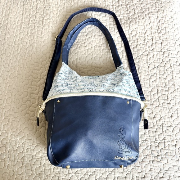 Disney Handbags - Disney Donald Duck Convertible Shoulder Crossbody Bag Navy Faux Leather Purse
